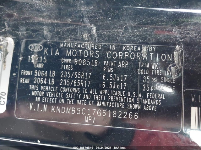 KIA SEDONA LX 2016 KNDMB5C17G6182266 Image 9