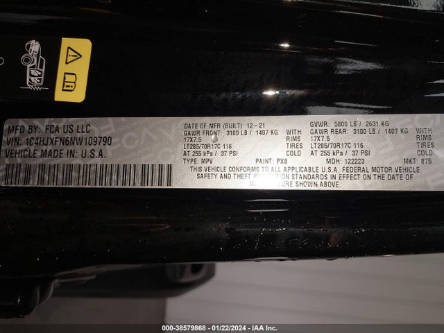 1C4HJXFN6NW109790 Jeep Wrangler Unlimited Rubicon 4x4