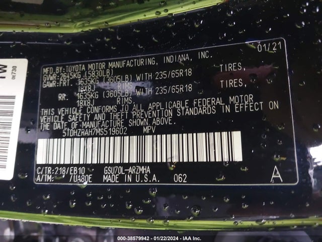 Toyota Highlander Xle 2021 5TDHZRAH7MS519602 Image 9