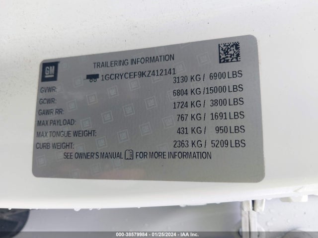 Chevrolet Silverado 1500 Custom Trail Boss 2019 1GCRYCEF9KZ412141 Image 9
