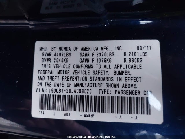 19UUB1F30JA008020 Acura TLX