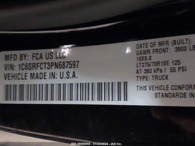 1C6SRFCT3PN687597 RAM 1500 Tradesman Quad Cab 4x4 6'4 Box