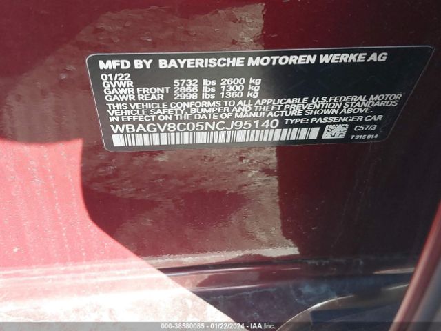 WBAGV8C05NCJ95140 BMW M850i Gtan Coupe Xdrive