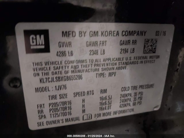 Chevrolet Trax Lt 2016 KL7CJLSBXGB655286 Image 9