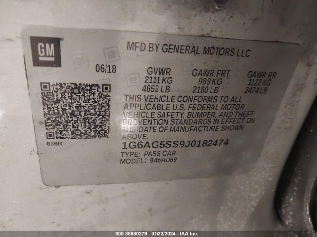 1G6AG5SS9J0182474 Cadillac Ats Premium Luxury
