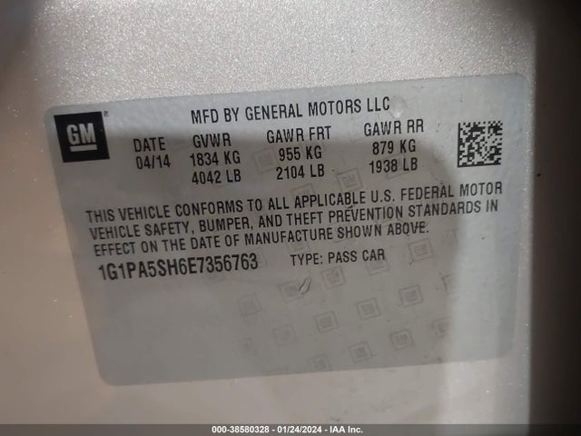 Chevrolet Cruze Ls Auto 2014 1G1PA5SH6E7356763 Image 9
