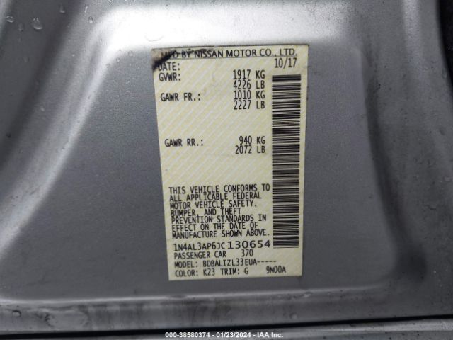 1N4AL3AP6JC130654 Nissan Altima 2.5 Sv