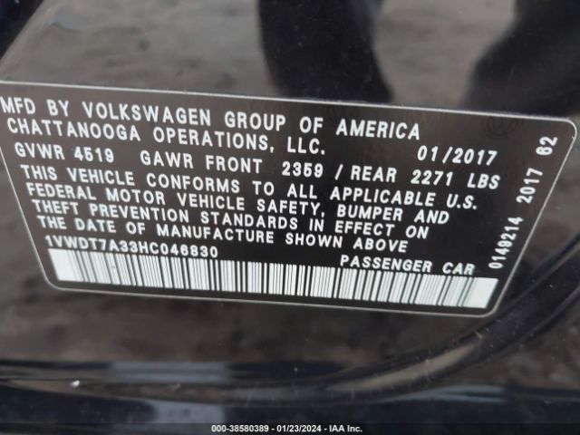 1VWDT7A33HC046830 Volkswagen Passat 1.8t R-line