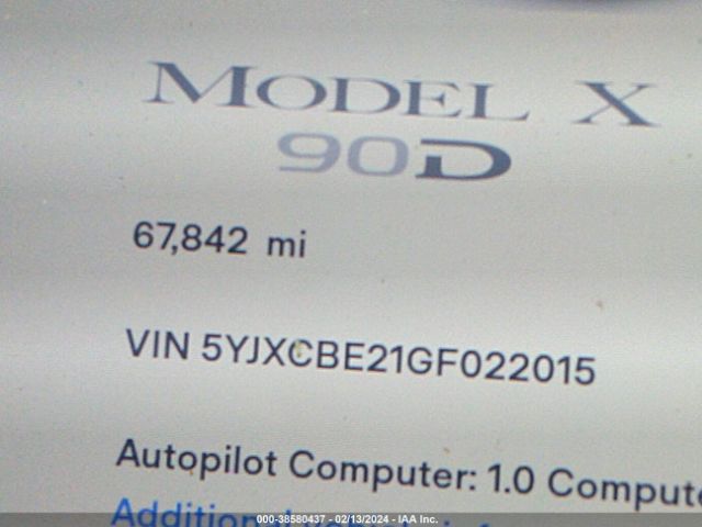 5YJXCBE21GF022015 Tesla Model X 60d/70d/75d/90d/p100d