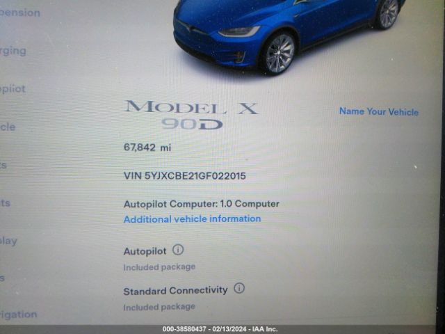 5YJXCBE21GF022015 Tesla Model X 60d/70d/75d/90d/p100d