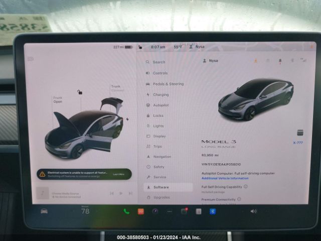 5YJ3E1EA4JF058010 Tesla Model 3 Long Range/mid Range