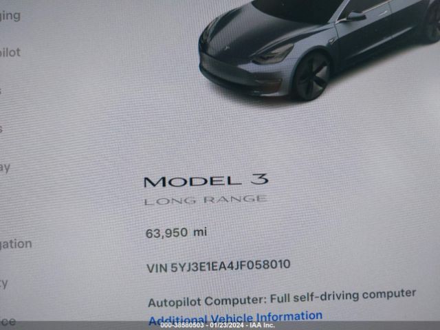 5YJ3E1EA4JF058010 Tesla Model 3 Long Range/mid Range