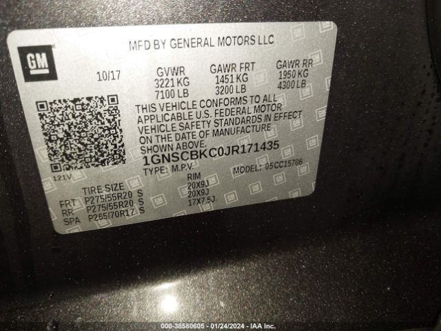 1GNSCBKC0JR171435 Chevrolet Tahoe Lt