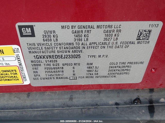 GMC Acadia Sle-1 2014 1GKKVNED5EJ233025 Image 9