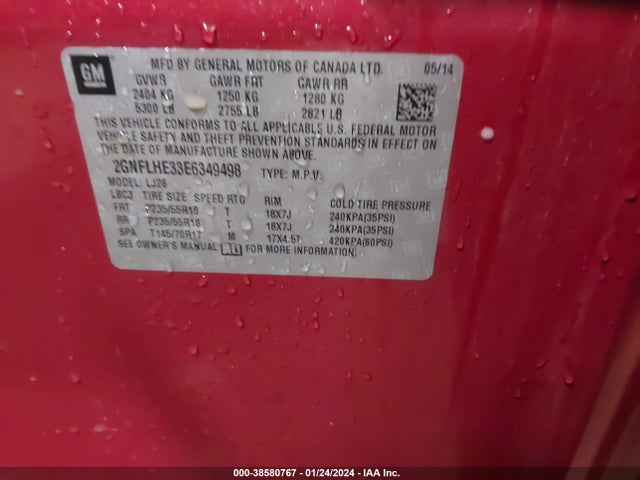 Chevrolet Equinox Ltz 2014 2GNFLHE33E6349498 Image 9