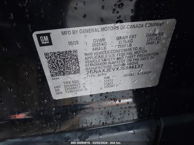Chevrolet EQUINOX LT 2018 2GNAXJEVXJ6344137 Image 9