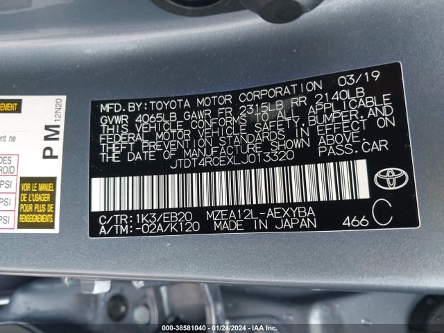 Toyota Corolla Xse 2020 JTDT4RCEXLJ013320 Image 9