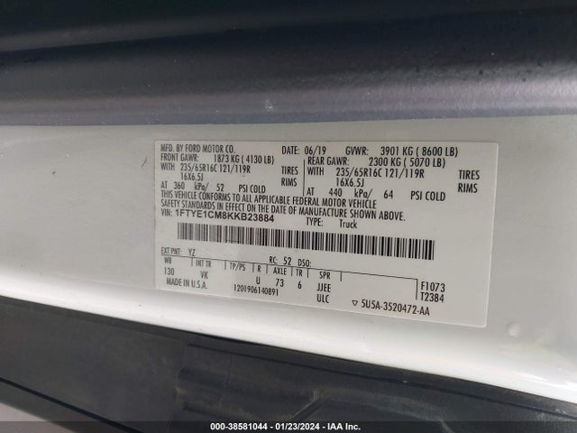 Ford Transit-150 2019 1FTYE1CM8KKB23884 Image 9
