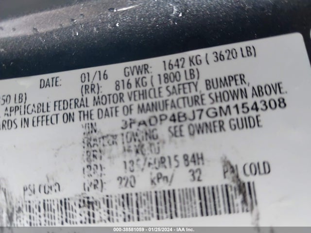 Ford FIESTA SE 2016 3FADP4BJ7GM154308 Image 9