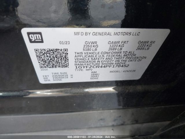 1GYFZCR44PF170452 Cadillac Xt4 Fwd Premium Luxury
