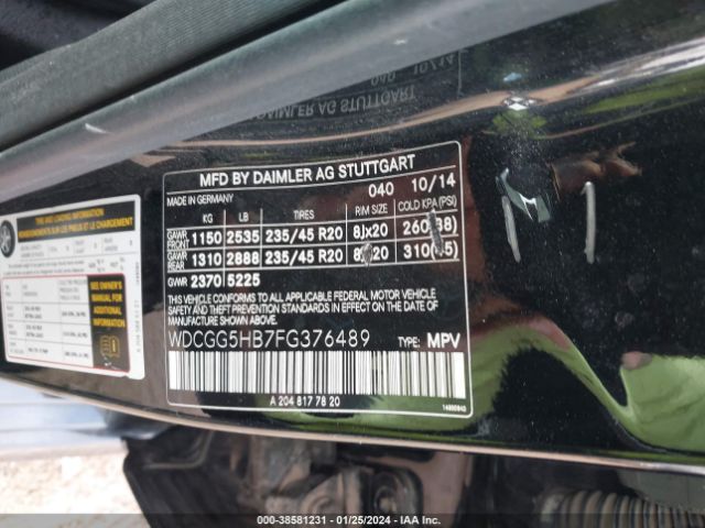 WDCGG5HB7FG376489 Mercedes-Benz GLK 350