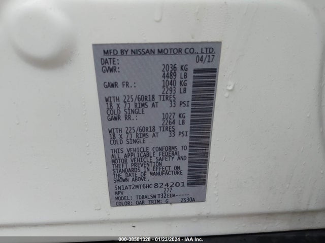 Nissan Rogue Sl 2017 5N1AT2MT6HC824201 Image 9