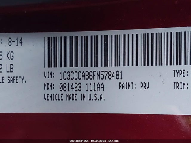 Chrysler 200 Limited 2015 1C3CCCAB6FN578481 Image 9