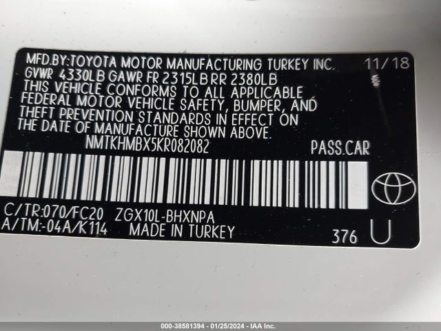 Toyota C-HR LE 2019 NMTKHMBX5KR082082 Image 9