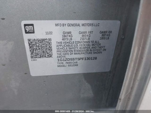 1G1ZD5ST5PF130128 Chevrolet Malibu Fwd 1lt