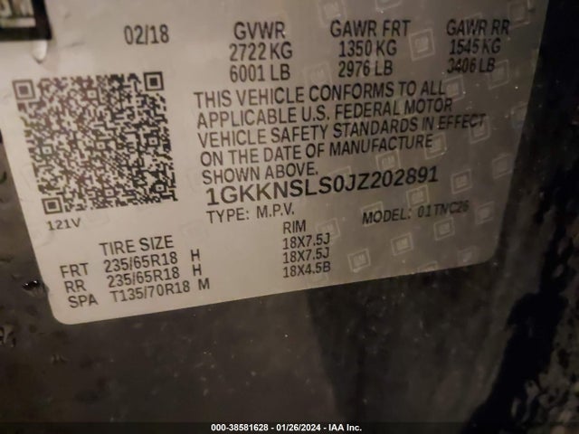 1GKKNSLS0JZ202891 GMC Acadia Sle-2