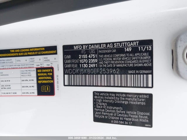 WDDKJ5KB0EF253962 Mercedes-Benz E 350