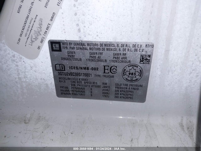 GMC Sierra 1500 Slt 2014 3GTU2VEC3EG176801 Image 9