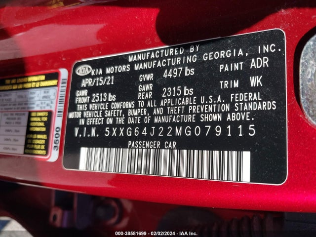 KIA K5 Gt-line 2021 5XXG64J22MG079115 Image 9
