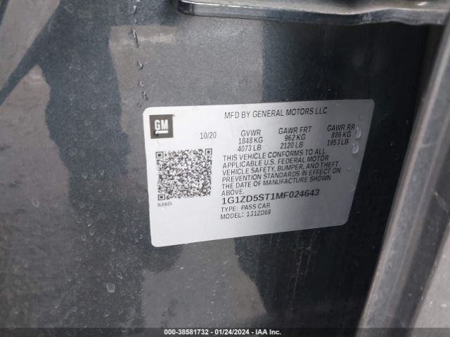 2021 CHEVROLET MALIBU 1G1ZD5ST1MF024643 Photo 8