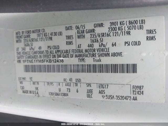Ford Transit-150 2015 1FTNE1YM5FKB12438 Image 9