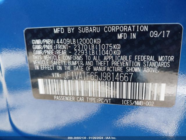 JF1VA1F65J9814667 Subaru Wrx Limited