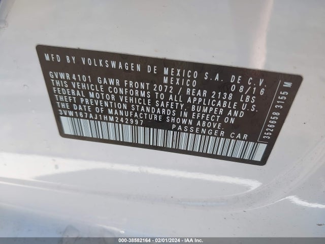 Volkswagen Jetta 1.4t S 2017 3VW167AJ1HM242997 Image 9