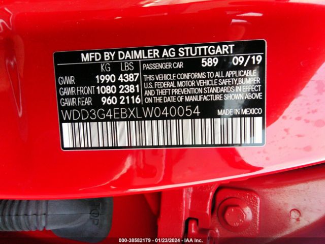 WDD3G4EBXLW040054 Mercedes-Benz A 220