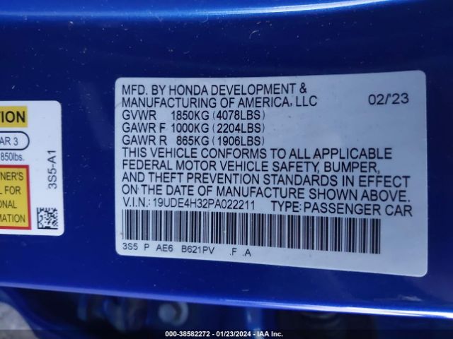 19UDE4H32PA022211 Acura Integra A-spec Package