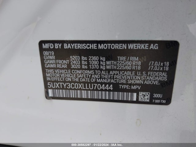 5UXTY3C0XLLU70444 BMW X3 Sdrive30i