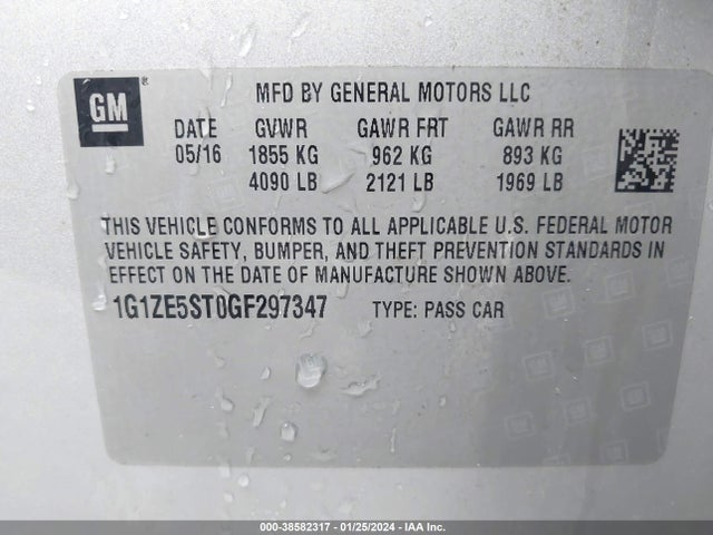 Chevrolet MALIBU 1LT 2016 1G1ZE5ST0GF297347 Image 9