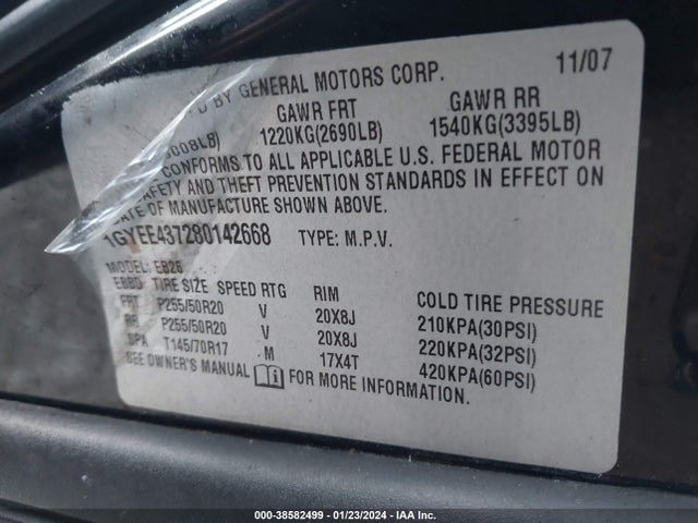 2008 CADILLAC SRX V6 VIN: 1GYEE437280142668