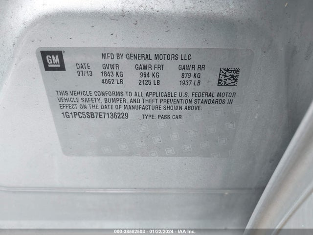 Chevrolet Cruze 1lt Auto 2014 1G1PC5SB7E7136229 Image 9