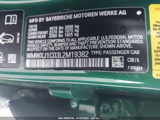 2020 MINI CLUBMAN WMWXJ1C03L2M19382 Photo 8