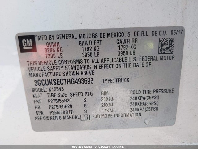 Chevrolet Silverado 1500 2lz 2017 3GCUKSEC7HG493693 Image 9