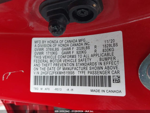 Honda Civic Lx 2021 2HGFC2F6XMH515695 Image 9