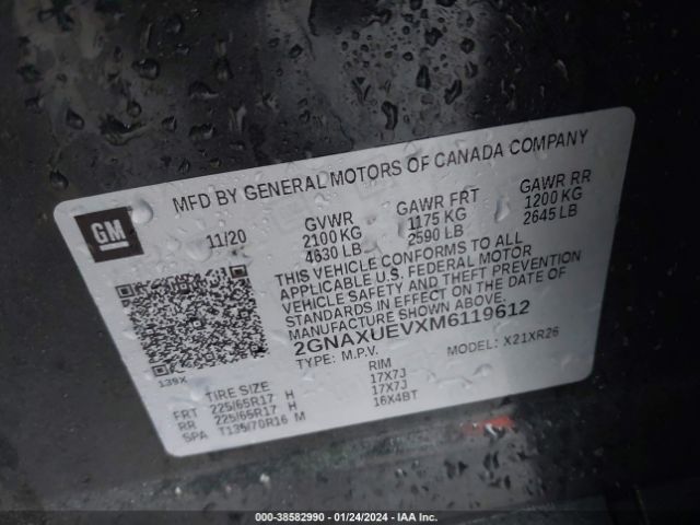 2021 CHEVROLET EQUINOX 2GNAXUEVXM6119612 Photo 8