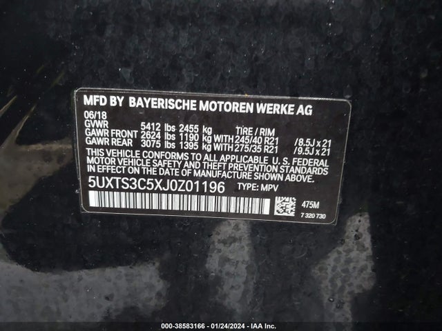 BMW X3 M40i 2018 5UXTS3C5XJ0Z01196 Image 9