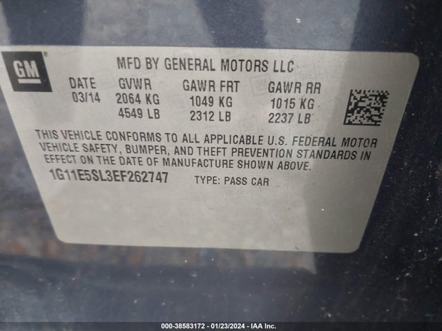 Chevrolet MALIBU 2LT 2014 1G11E5SL3EF262747 Image 9