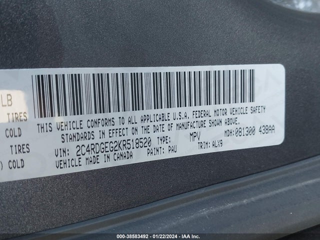 Dodge Grand Caravan Gt 2019 2C4RDGEG2KR518520 Image 9